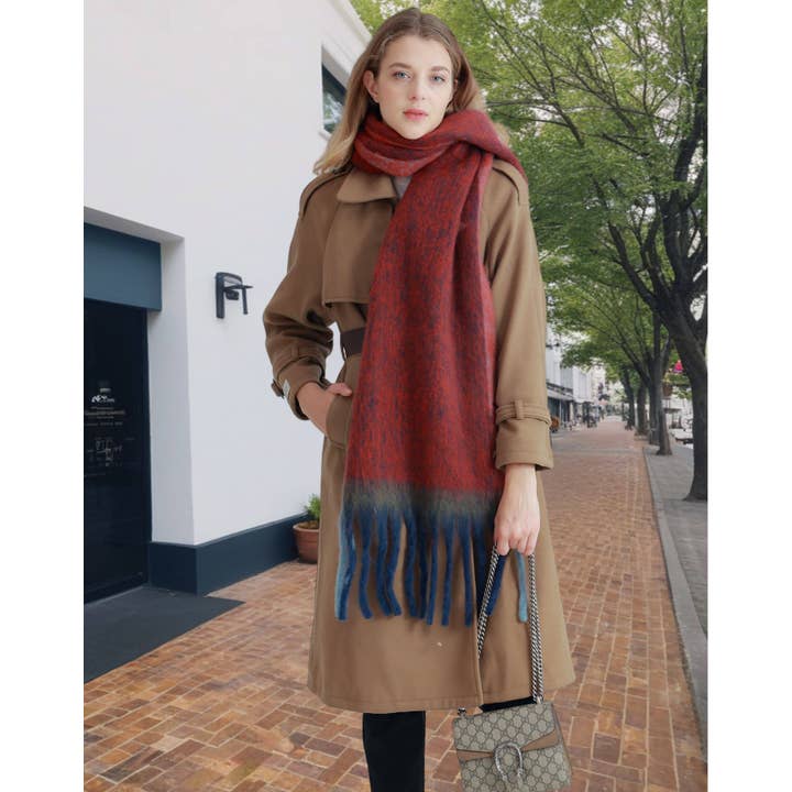 JC Sunny Fashion - Wholesale Scarf - Women's - JC021030 Long Fringe Cozy Fuzzy Two-Tone Ombre Scarf4