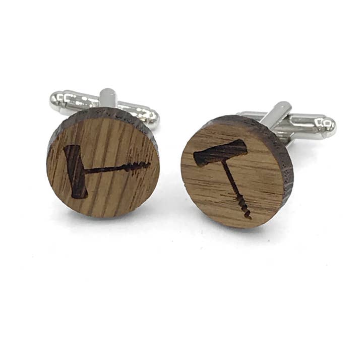 Korkskruv Trä Manschettknappar för wholesale av Sac de Noeud