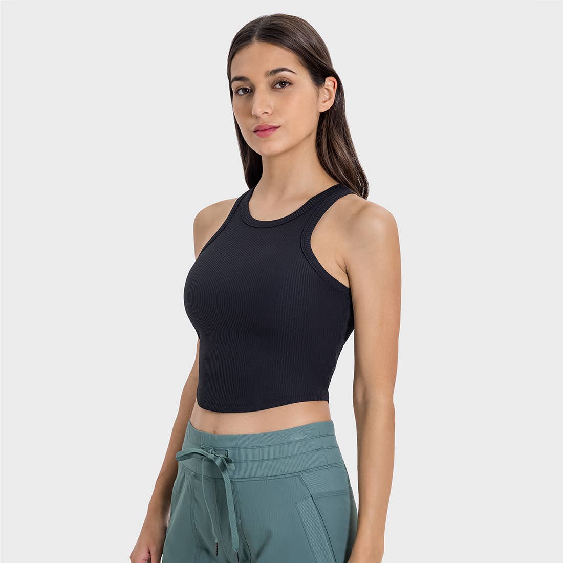 Sodalemon - Vendita all'ingrosso Canotta - Donna - Canotta sportiva fitness imbottita a costine con scollo rotondo da donna1