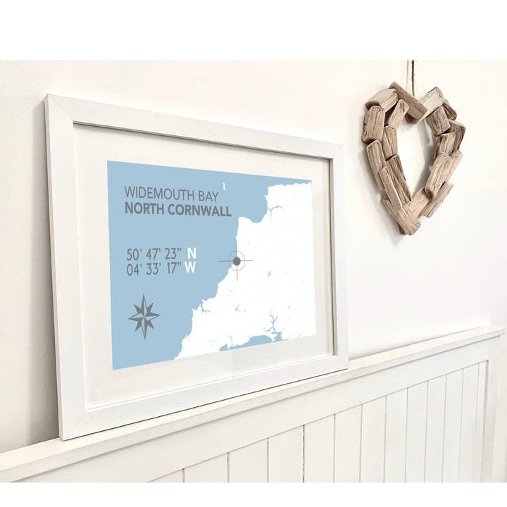 Küstenkarte von Widemouth Bay Drucken für den Großhandel von SeaKisses