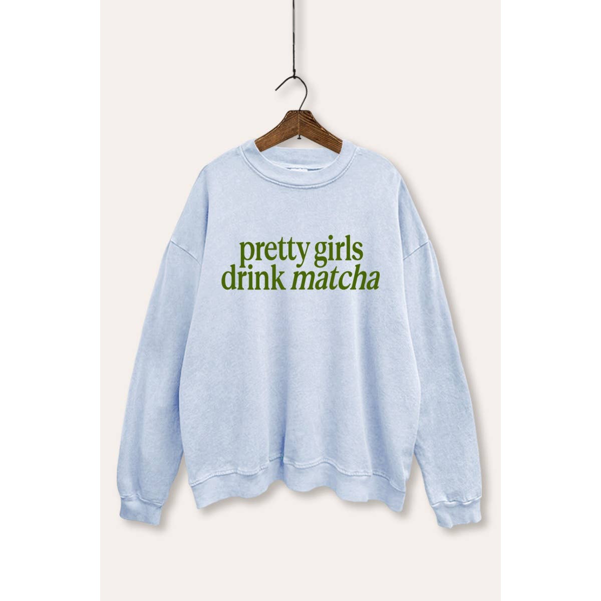 STARCHIS - Wholesale Graphic Sweatshirt - Women's - PRETTY GIRLS DRINK MATCHA MINERAL WASH GRAPHIC SWEATSHIRT3