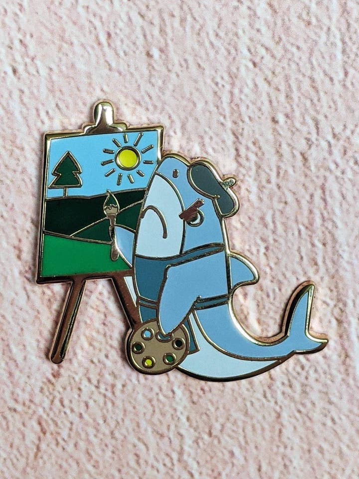 Spilla smaltata Artist Shark per la vendita all'ingrosso da parte di Killing Her Softly