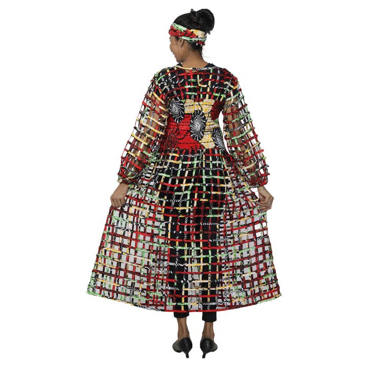 African Stars - Wholesale Dress - Women's - Women's Long Sleeve Smocked Bodice Cage Dress -- FI-ST12214