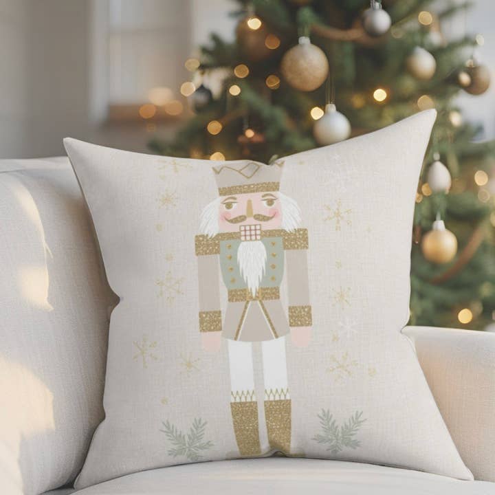 Pastel Nutcracker Faux Suede Throw Pillow for wholesale by Timeless Luxe Boutique