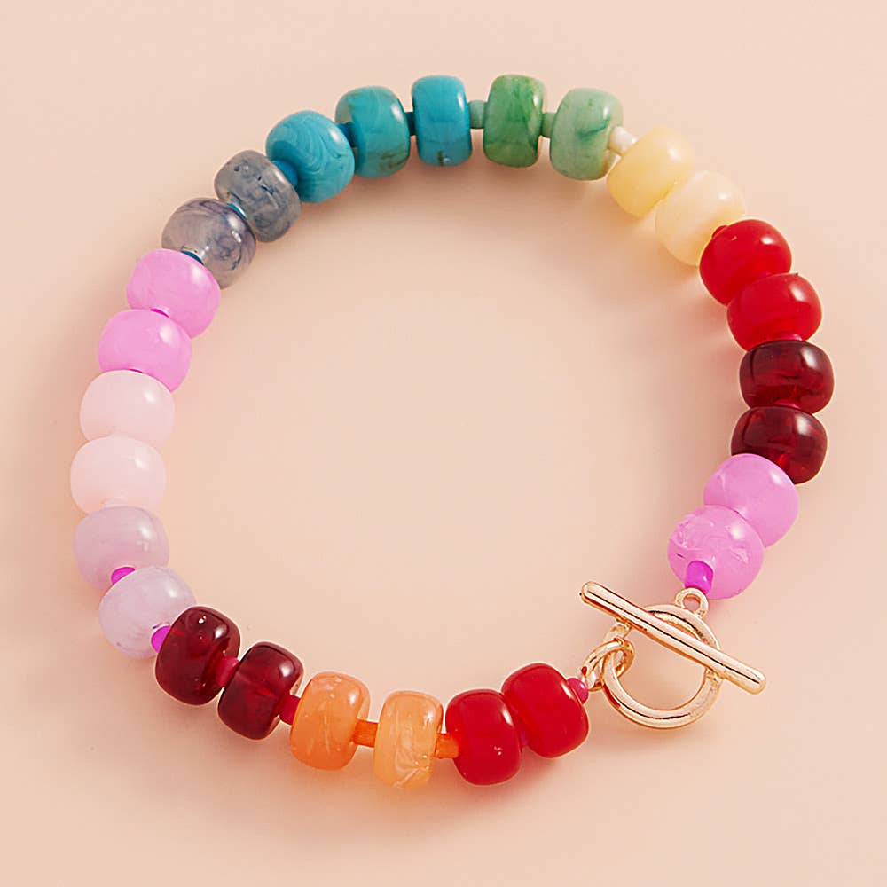 Sensibling Corp. - Wholesale Beaded Bracelet - Ombre Flat Round Shaped Beads Stretch Bracelet
3