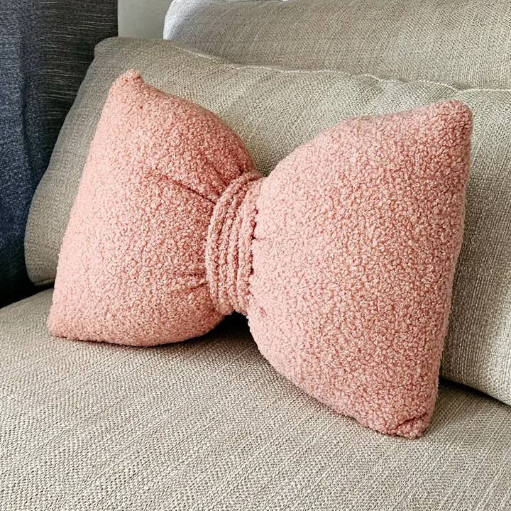 Boucle Bow Tie Knot Pillow | Soft & Cozy Coquette Decor for wholesale by SUF Products LLC