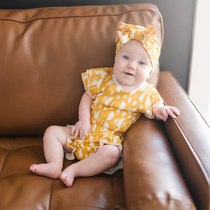 Tencel Ruffle Bodysuit And Bloomer Set for wholesale by Earth Baby Outfitters