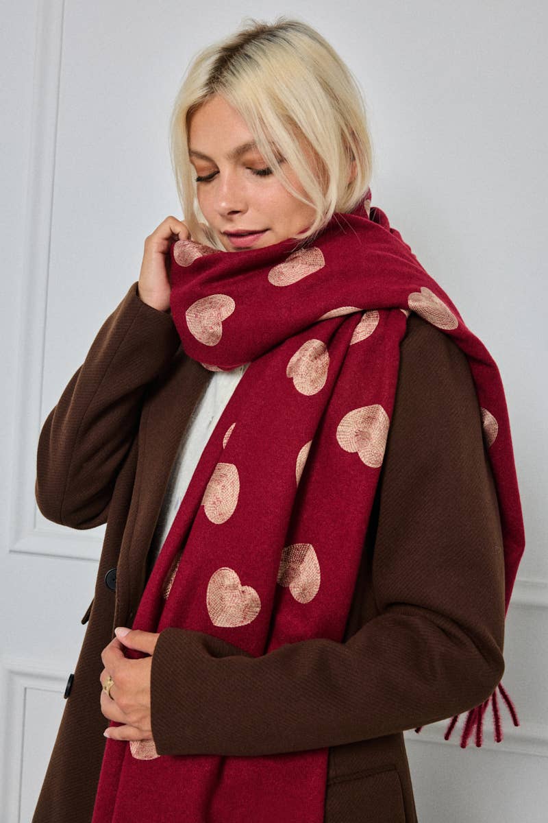 BYREN | ÉLINE L'ATELIER - Venta al por mayor Bufanda - Mujer - Bufanda de lana con estampado de corazones FL213DF4