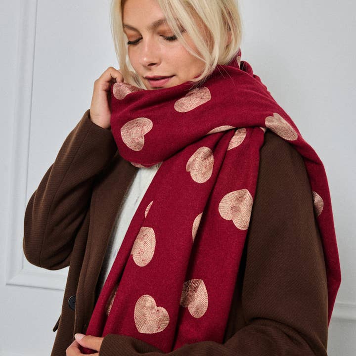 BYREN | ÉLINE L'ATELIER - Wholesale Scarf - Women's - Wool scarf with heart pattern FL213DF3