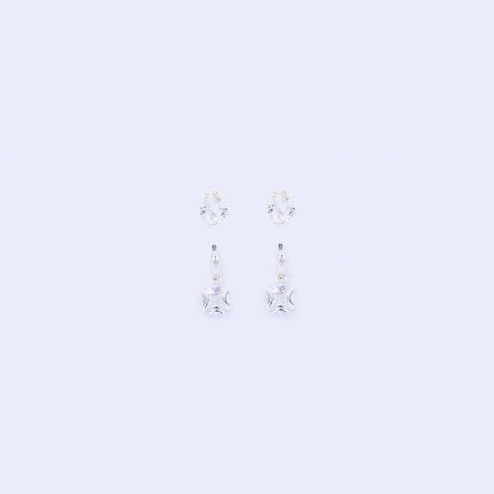 Set de pendientes Duo Silver para venta al por mayor de Knight & Day Jewellery