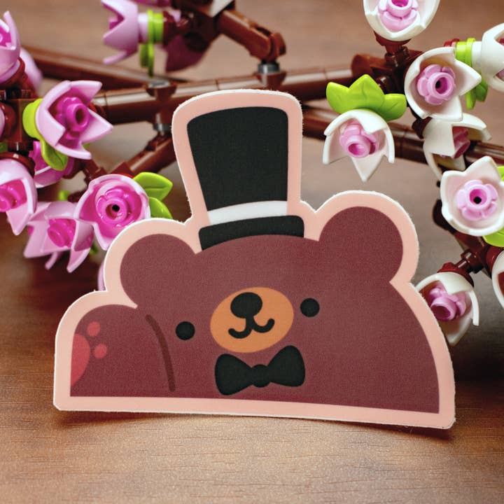 Laura Illustrates - Wholesale Sticker - Groom Bear Facing Left Vinyl Sticker | Wedding Sticker 1