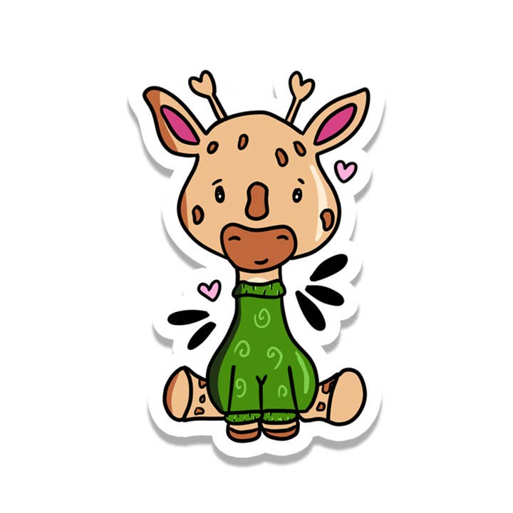 Girafe | Animal | Anamorphique | Autocollant imperméable | 3,5 pouces pour la vente par Rebel and Siren Stickers