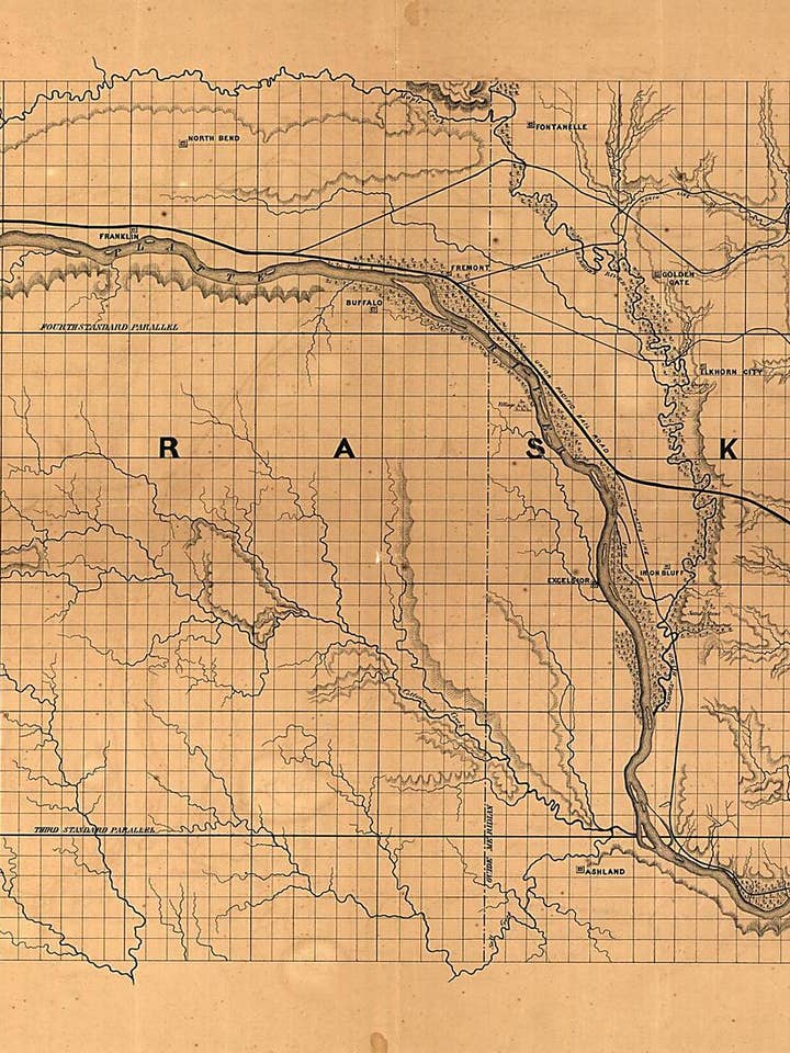 Union Pacific Rail Road, Map of a Portion of Nebraska Territory, Showing Surveys and Location of Lines by Peter A. Dey, C.E 1865 for wholesale by Relic Map Co.