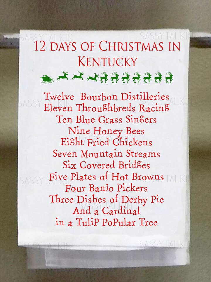 Diskhandduk, jul, 12 dagar av jul Kentucky för wholesale av Sassy Talkin