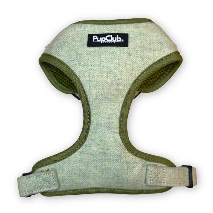 Tweed Adjustable Harness - Sage for wholesale by PupClub Couture