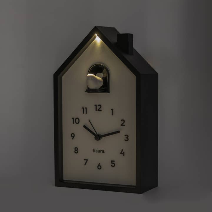 Fisura – wholesale Väckarklocka – Fiore svartvit kuckelur väckarklocka i form av hus1