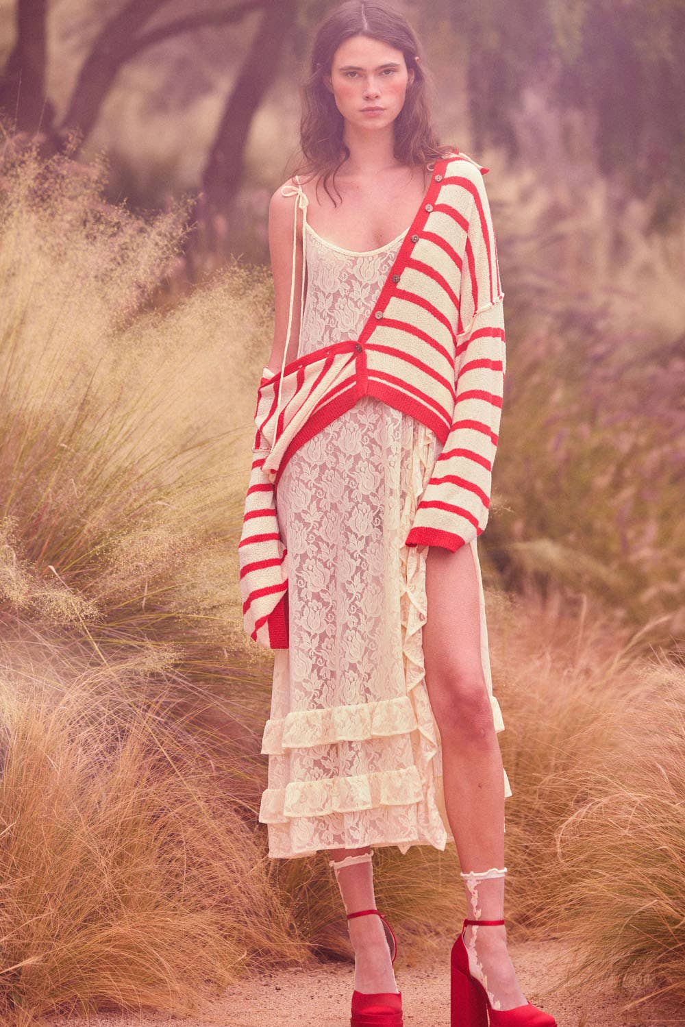 Promesa USA - Vente Cardigan – femme - Cardigan à rayures en maille avec col et boutons sur le devant2