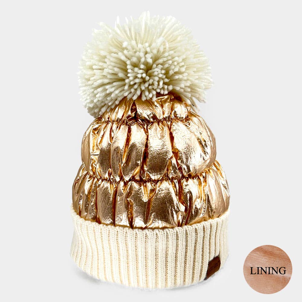Sensibling Corp. - Wholesale Beanie - Women's - Fleece Lining Puffer Knit Pom Pom Beanie Hat4