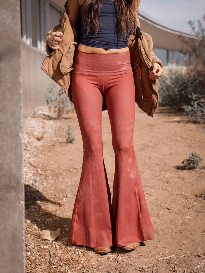 Teeki Boutique + WithLove USA Made ~ Wholesale - Wholesale Pants - Women's - Buffalo Princess Rust Long Bell Bottom
