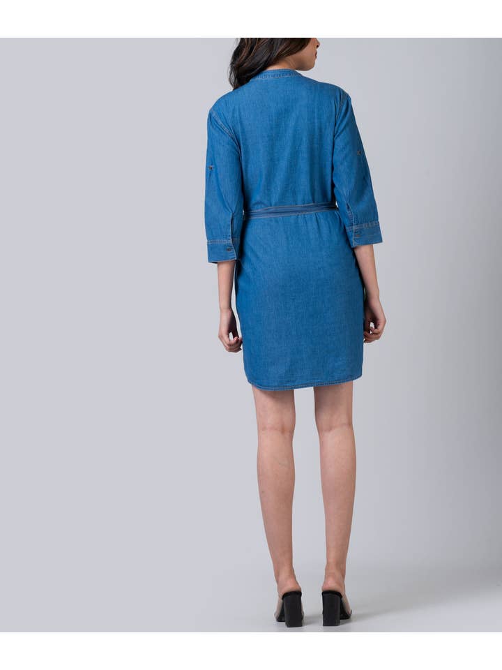 Kandy coast - Wholesale Dress - Women's - Chambray Denim Button Front Shirtdress