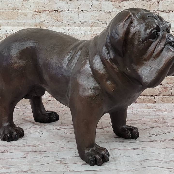 Bronzhaus – Engroshandel Skulptur – Livsstørrelse engelsk bulldog hvalp bronzestatue skulptur figur 14 „x 24"