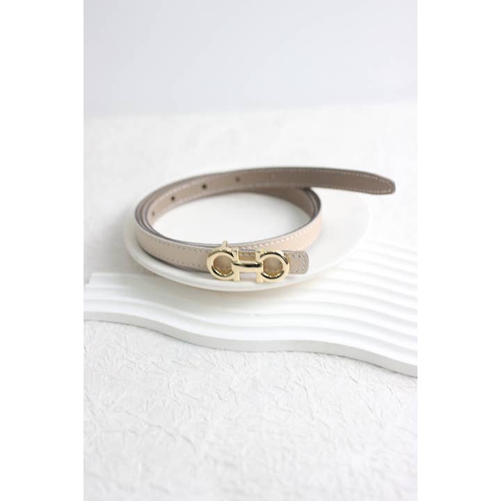 ESLEY - Wholesale Belt - Women's - A2503DJN31845 - Slim Reversible Leather Belt with Gold