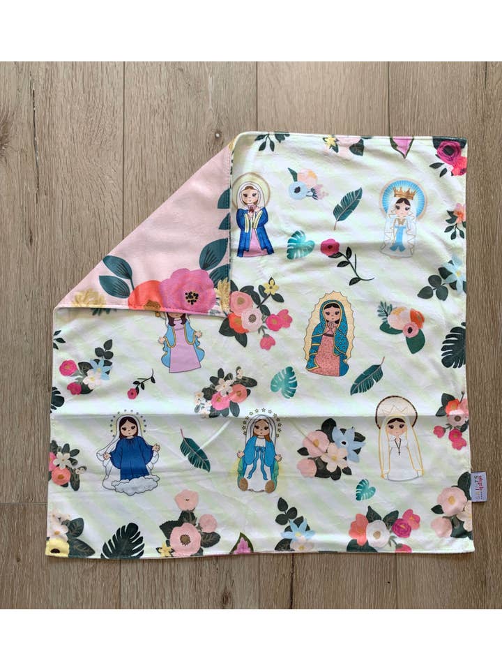 Meyer Market Designs - Wholesale Bedding Blanket - Kids & Baby - 18" Marian Ultra Soft Lovey Mini Blanket. Baby Prayer Blanket. Lovie Blanket. Baby Nursery. Baptism Gift. Catholic Baby Gift. Our lady lovey