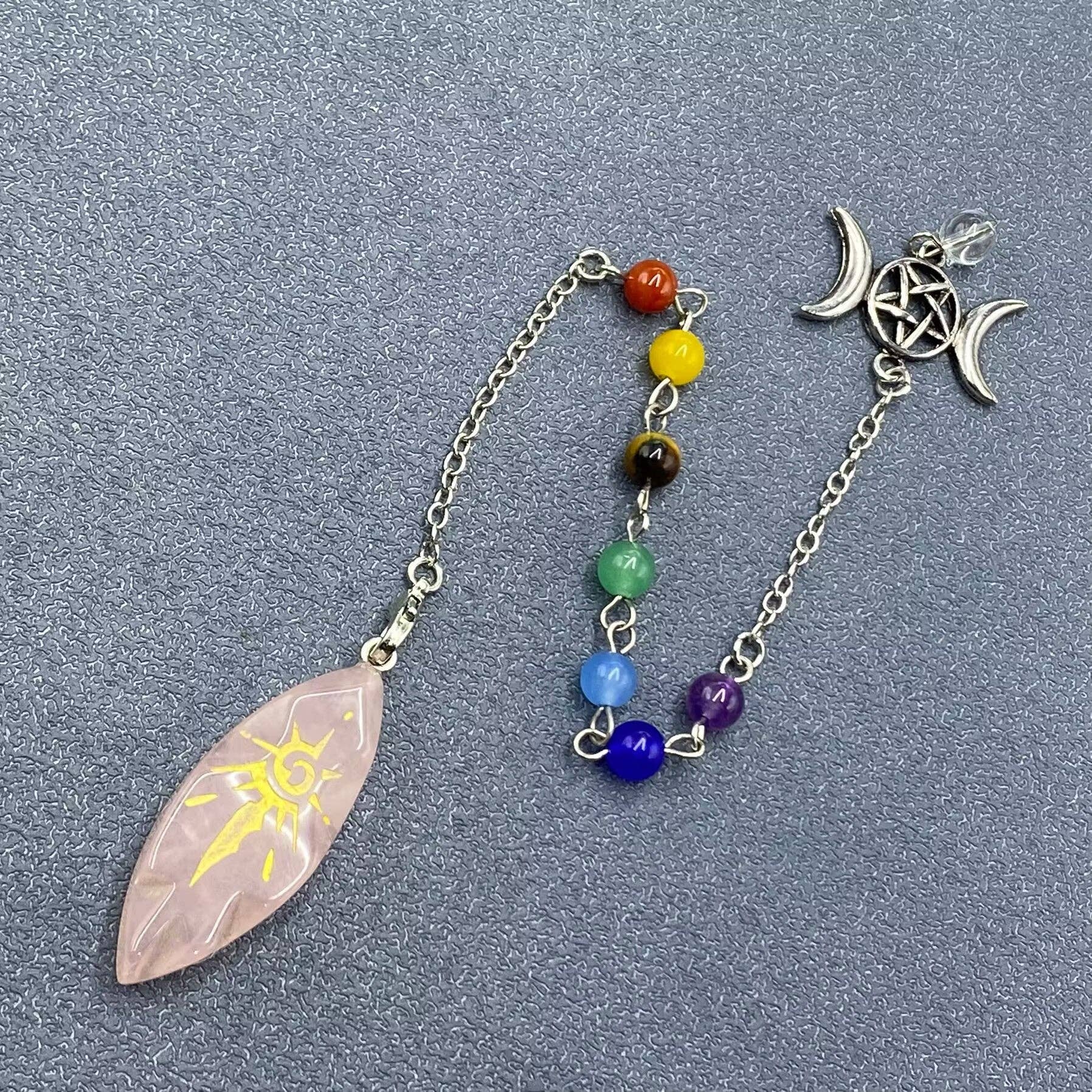 Mio Queena - Wholesale Spiritual Stone/Crystal - Sun Rune Natural Stone Crystal Pendant Pendulum - CS10