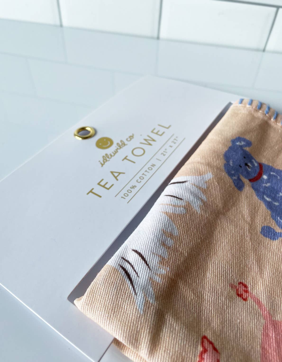 Idlewild Co. - Wholesale Tea Towel - Dogs Cotton Tea Towel with Embroidered Detail2