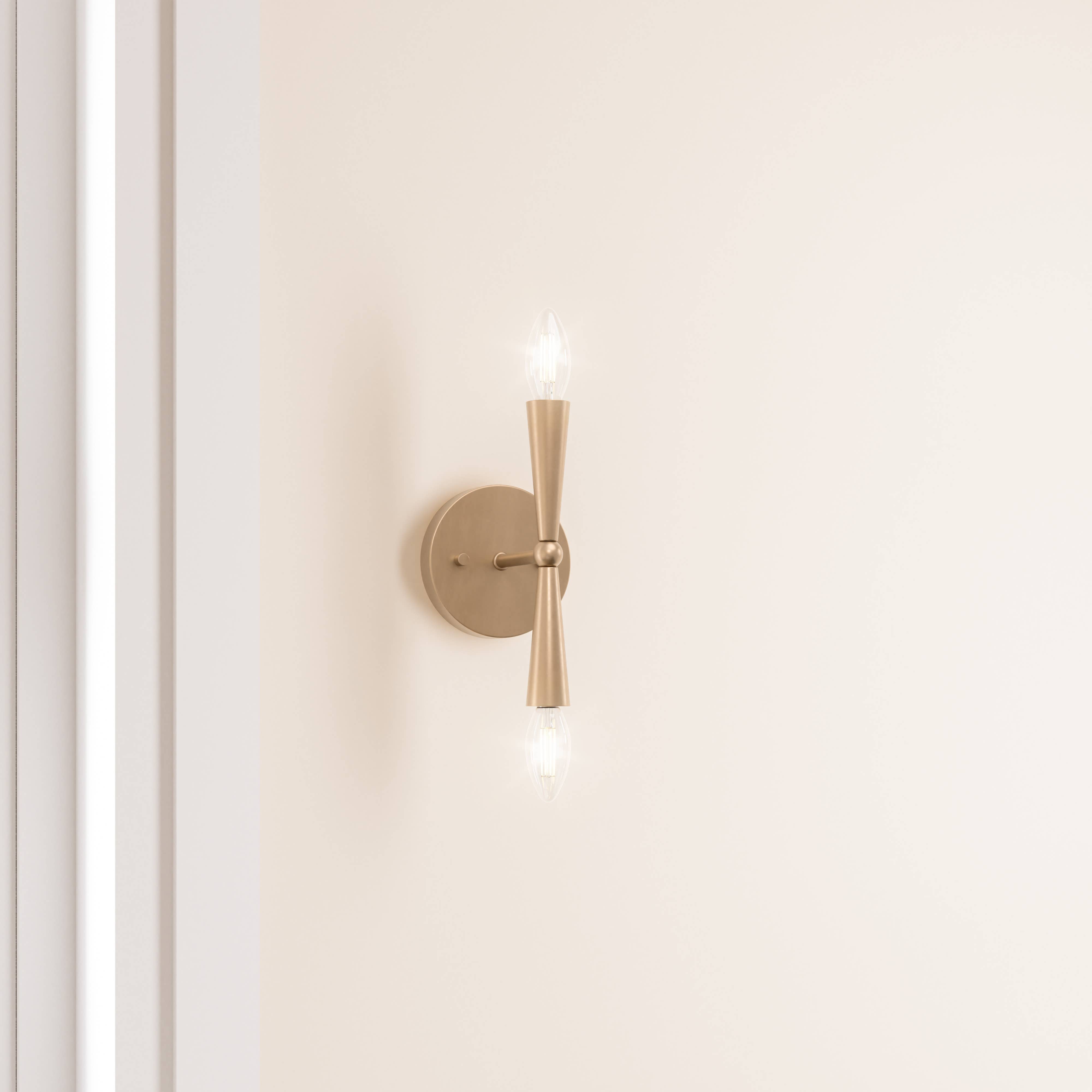 Brio Lighting - Wholesale Sconce - Sale - Mizu MidCentury Modern Gold 2-Light Wall Sconce Light0