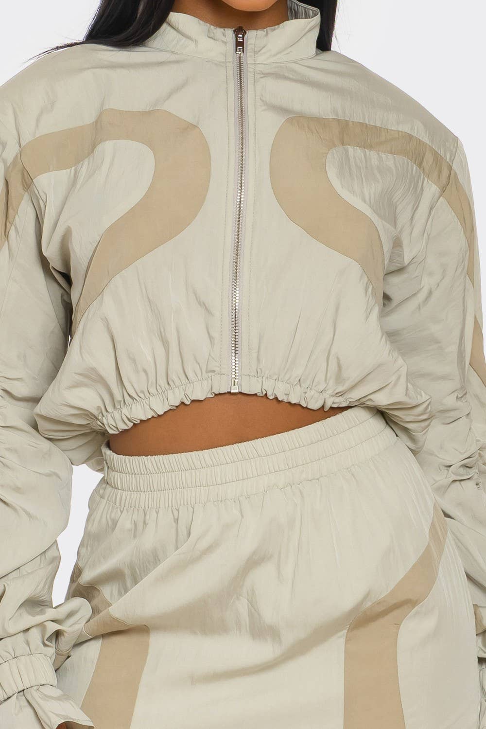 Athina Collection - Wholesale Top & Skirt Set - Women's - PLUS SIZE Two-Tone Nylon Windbreaker Skirt Set5