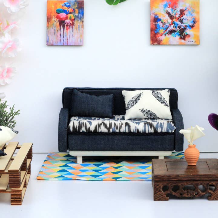 Lenasminiland - Wholesale Doll Accessory Kit - Kids - Miniature pallet bed, dollhouse furniture 1:6 scale sofa wit2