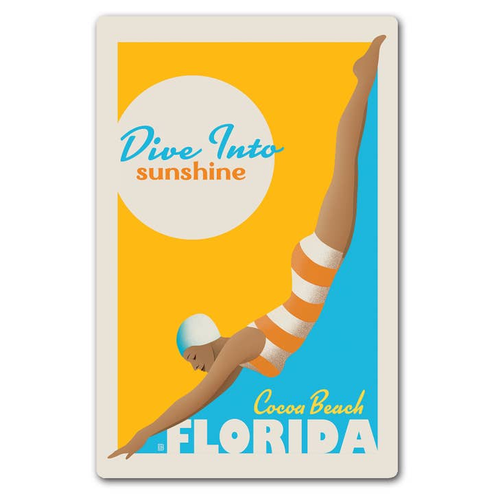 Cocoa Beach FL Dive Magnetic Postcard for wholesale by Tourist Courts