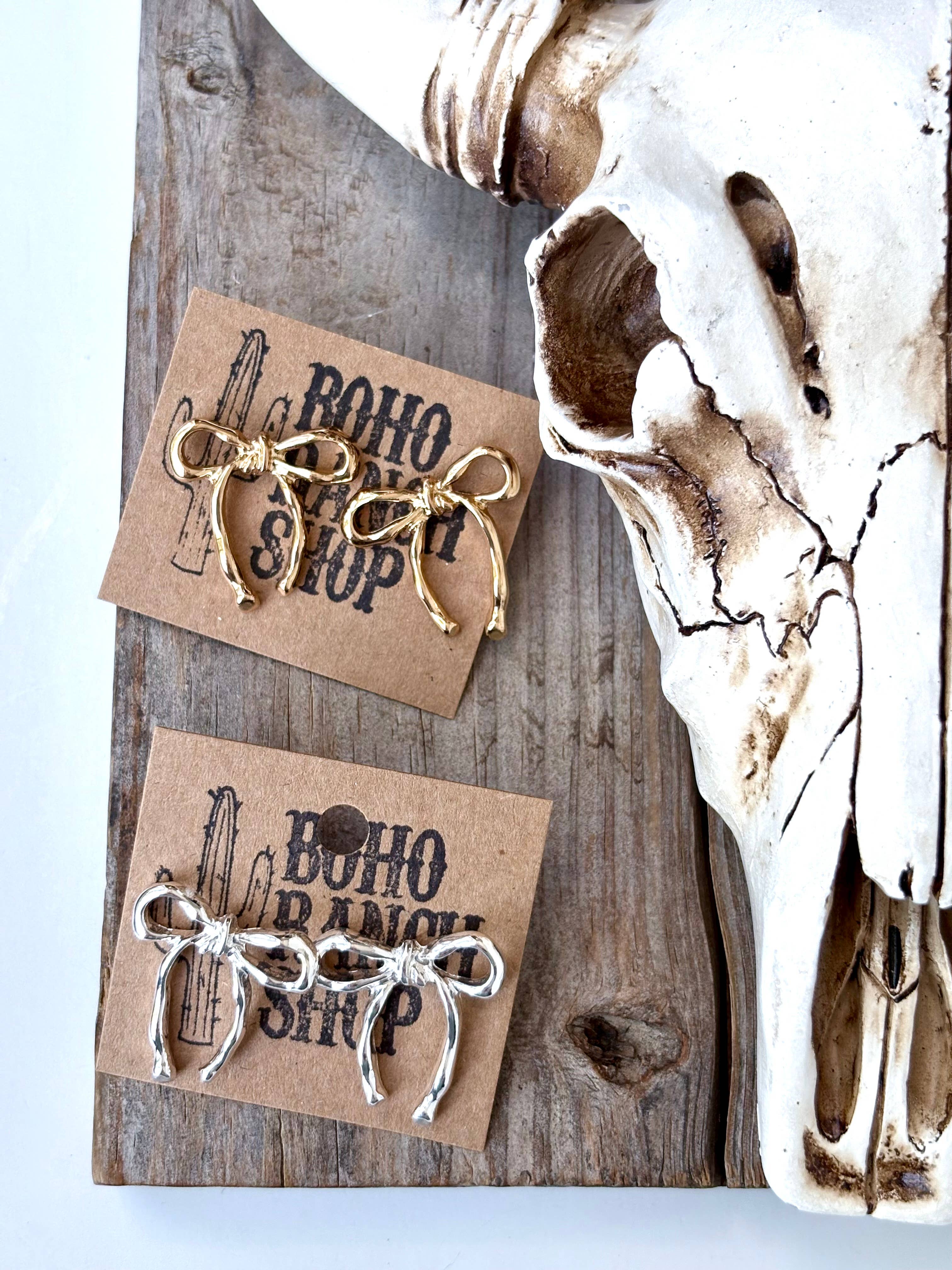 Boho Ranch Shop - Wholesale Stud/Post Earrings - Western Style Coquette Bow, Ribbon Stud Earrings2