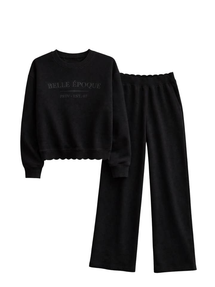 Belle Époque Crew – Sweatshirt de polar bordada preta por atacado de PRIV Collections