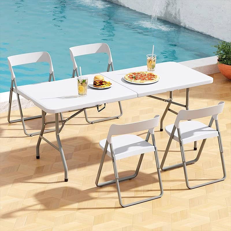 LINEN STORE - Vente Table de terrasse - Table pliante 1,83 m avec verrou et poignée de transport8