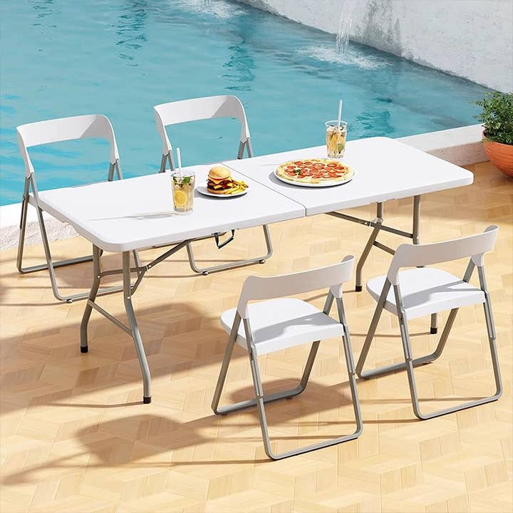 LINEN STORE - Wholesale Patio Table - Folding Table with Lock & Carrying Handle (6 Foot)8