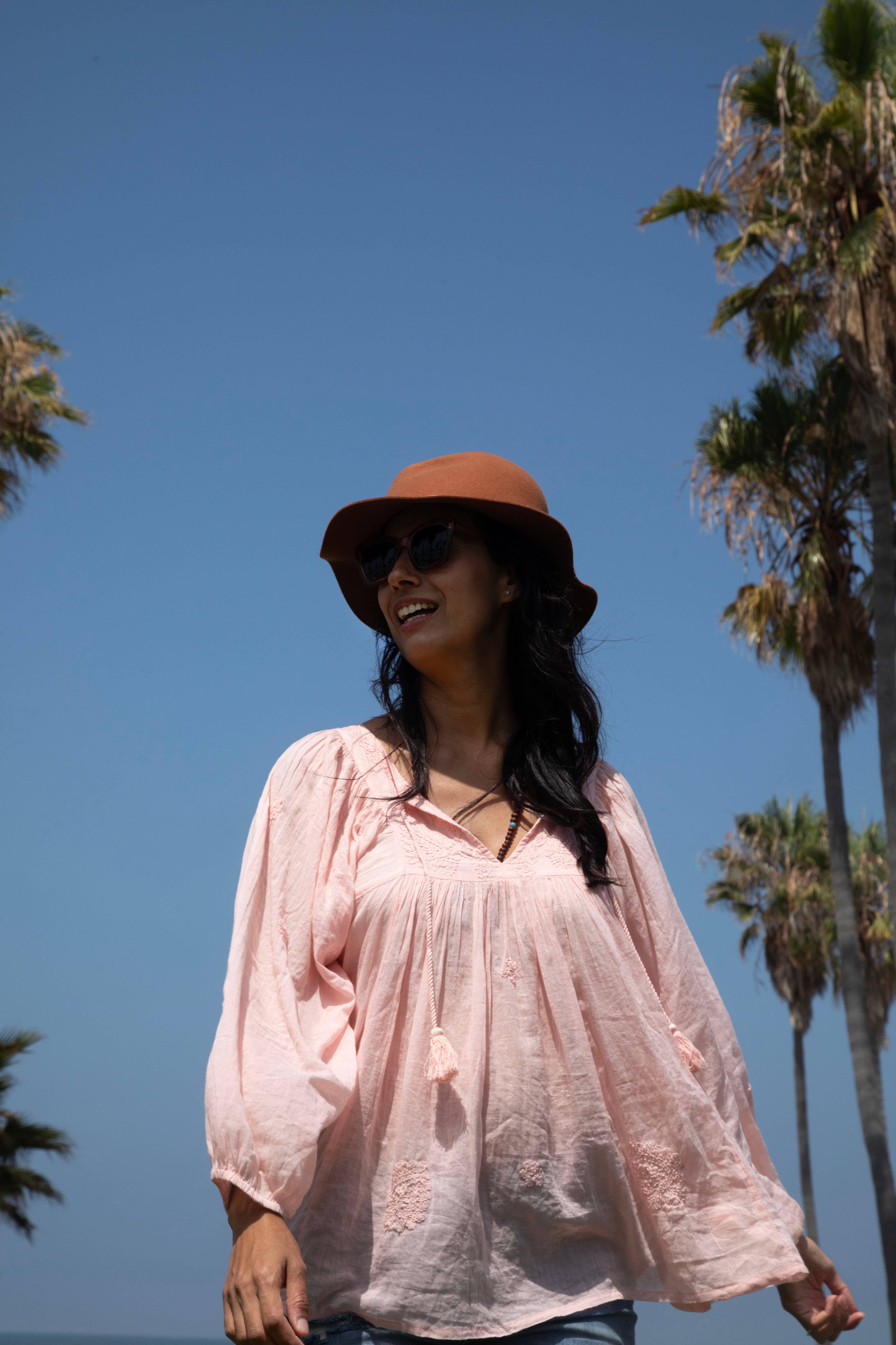 Blue Boheme – wholesale Blouse – Women’s – Mylene Embroidered Tunic Long Sleeves Peach4