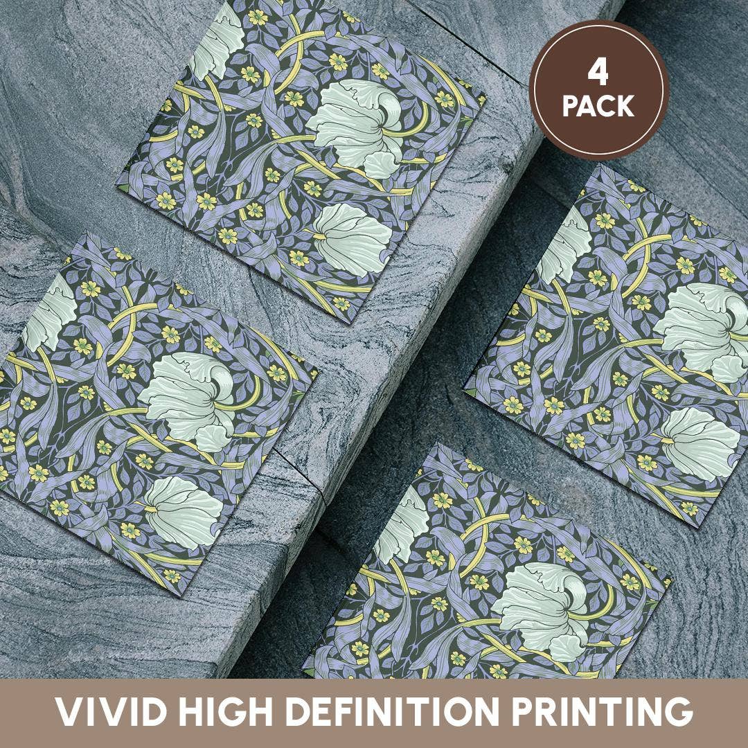 3dRose - Wholesale Coasters - 3dRose, Image of William Morris Style Gray And Yellow Floral Painting, Coaster5