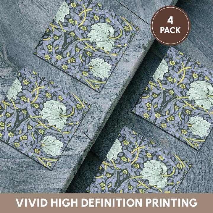 3dRose - Wholesale Coasters - 3dRose, Image of William Morris Style Gray And Yellow Floral Painting, Coaster5
