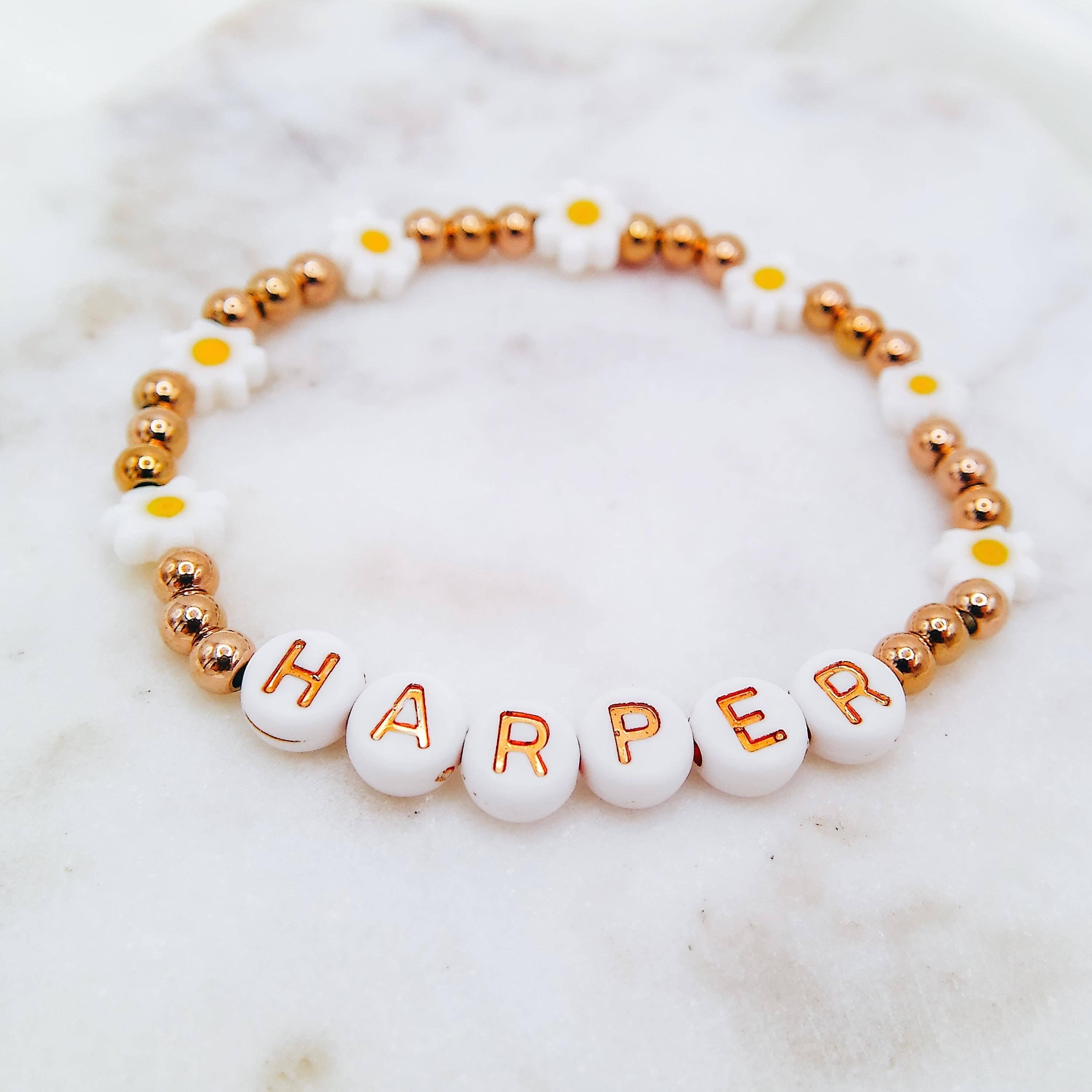 Avy + Tay - Wholesale Beaded Bracelet - METAL BEADED DAISY WORD BRACELET4