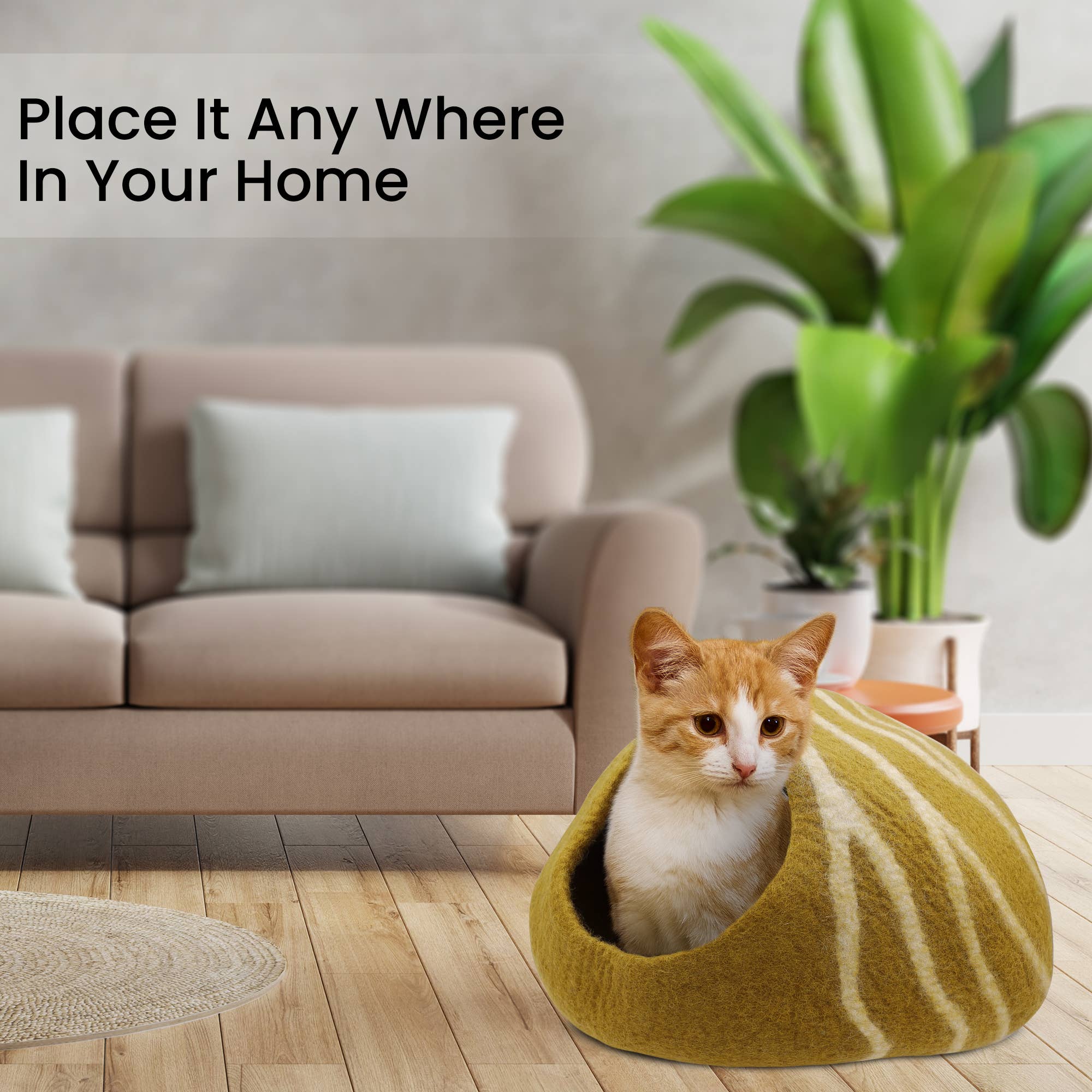 Lungta Imports – wholesale Husdjursgrotta - Katt och hund – Handgjord filt ull katt grotta/katt säng/varm katt hus15