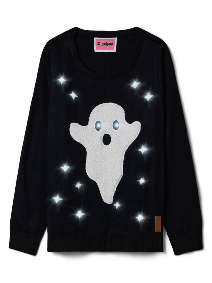 Ghost Sweater - Women's LED Light Up Halloween Sweater for wholesale by Tipsy Elves