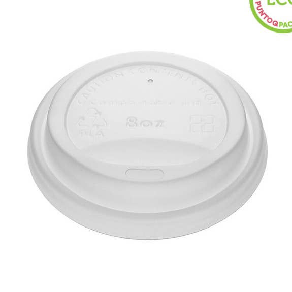 Compostable Plastic Cup Lid (8Ø) for wholesale by PUNTOQPACK