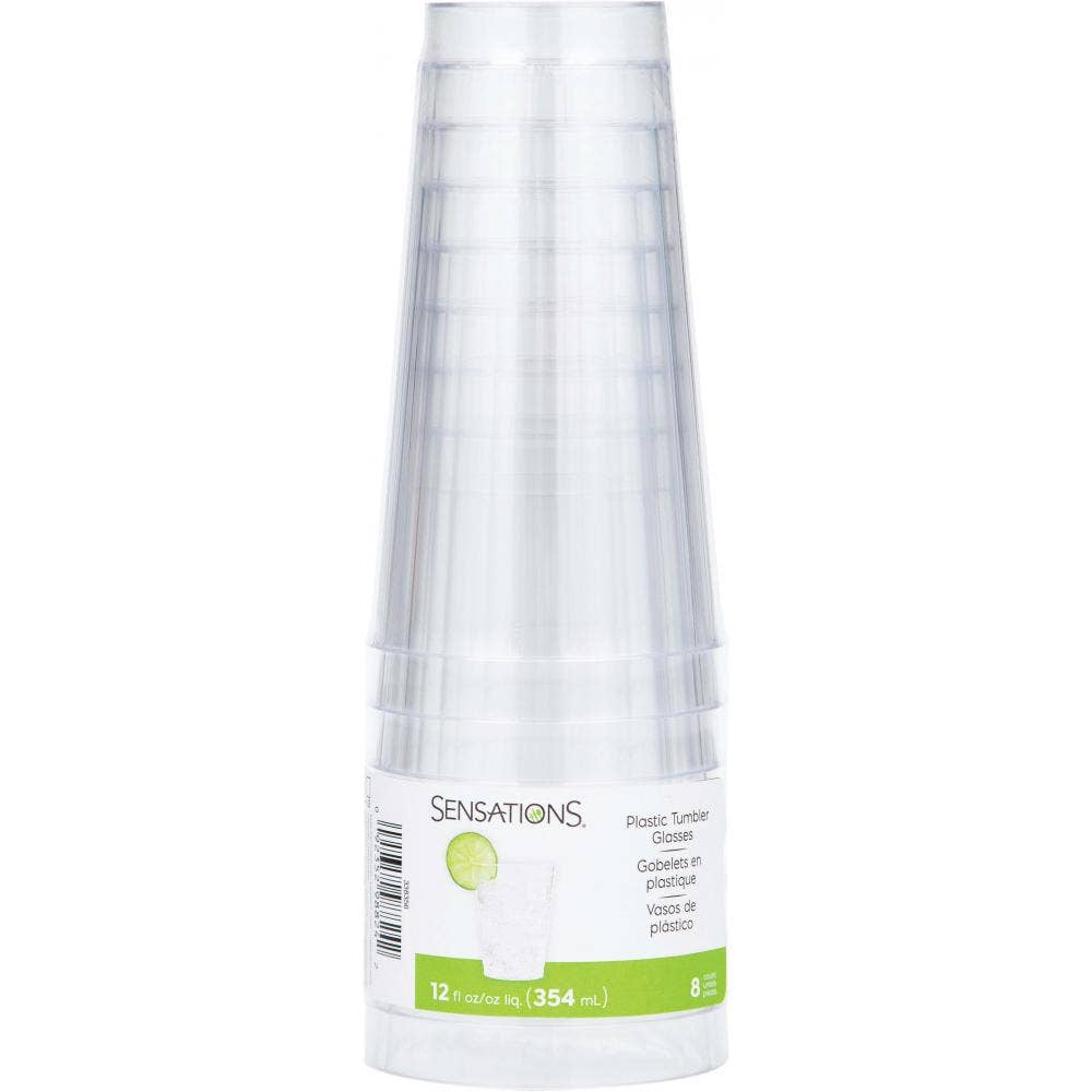 Bulk Party Decor - Wholesale Disposable Cup - Clear 12 oz Plastic Tumblers, 8/Pkg3