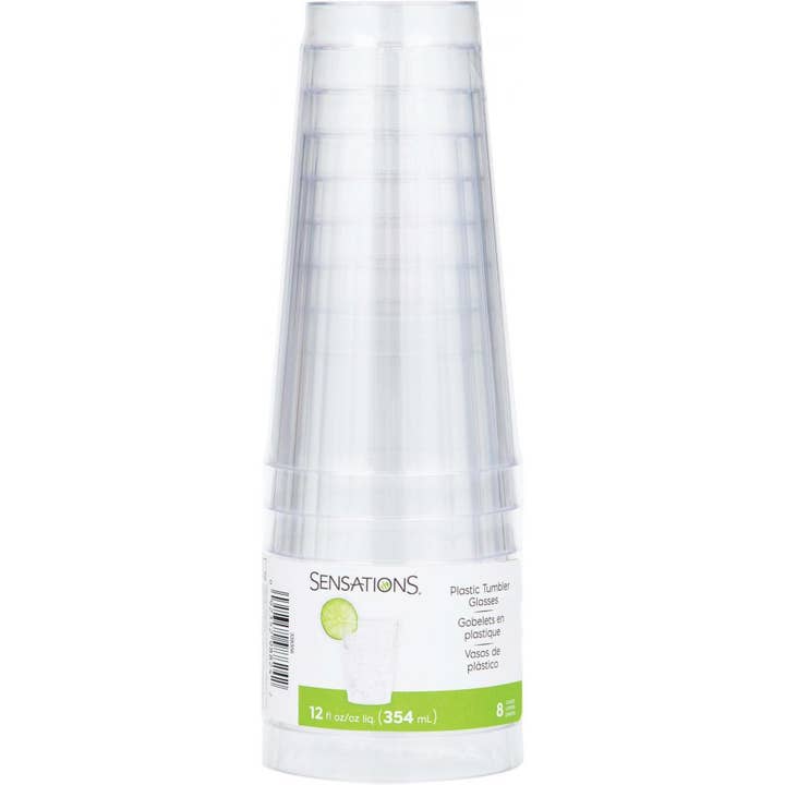 Bulk Party Decor - Wholesale Disposable Cup - Clear 12 oz Plastic Tumblers, 8/Pkg3