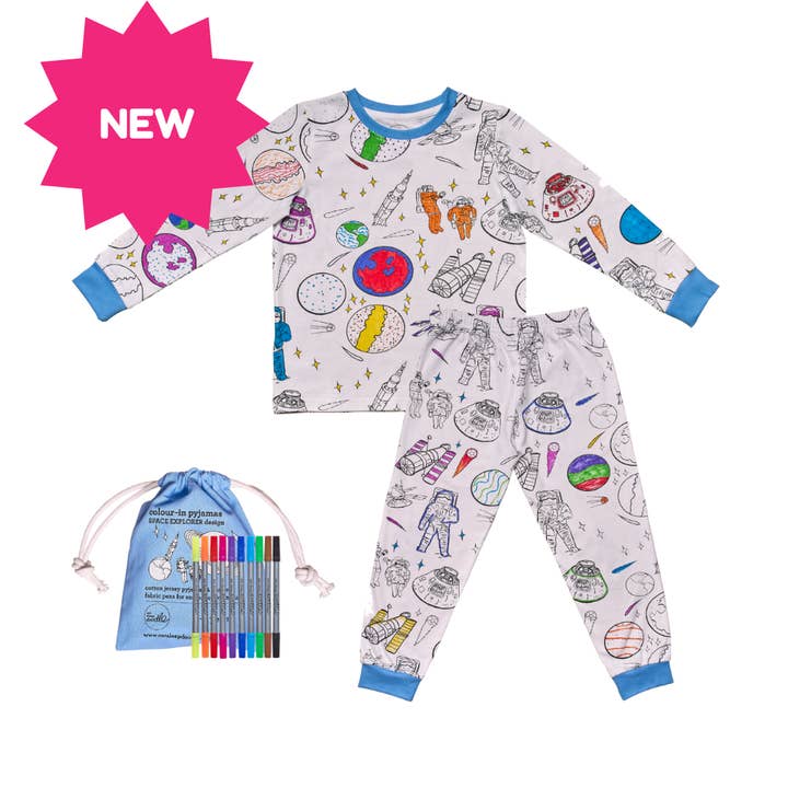 Colour-in Space Explorer Pyjamas - DIY Craft Kit for wholesale by eatsleepdoodle - UK
