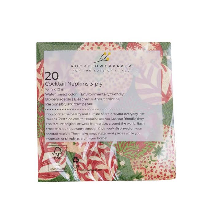 rockflowerpaper – Großhandel Einweg-Serviette – SCANDI ORNAMENTS Cocktail-Servietten aus Papier, 20 Stück