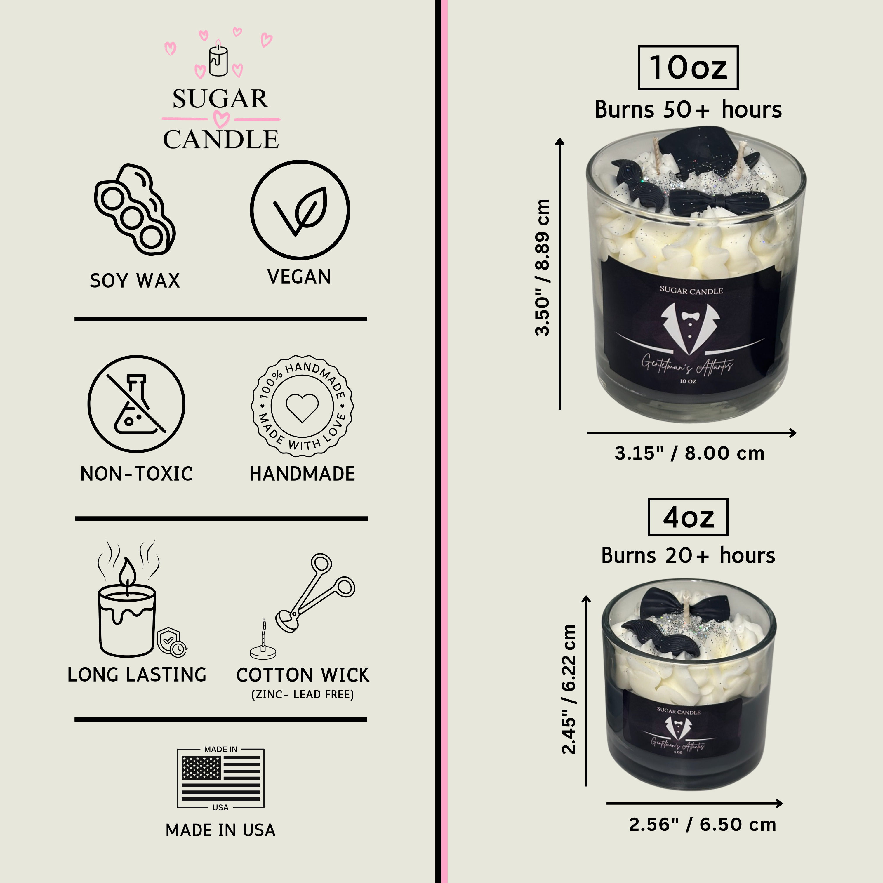 Sugar Candle - Wholesale Jar/Filled Candle - Gentlemen’s Atlantis Candle: Masculine, Soy Wax, Gift Ready4