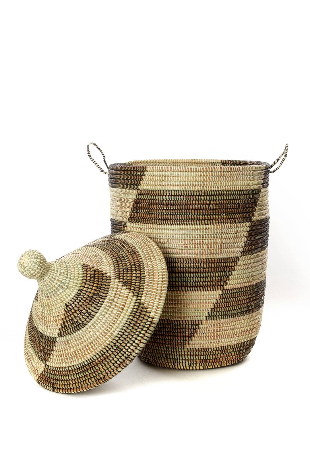 African Modern - Wholesale Basket - Set of Three Black and Beige Mixed Pattern Hampers4